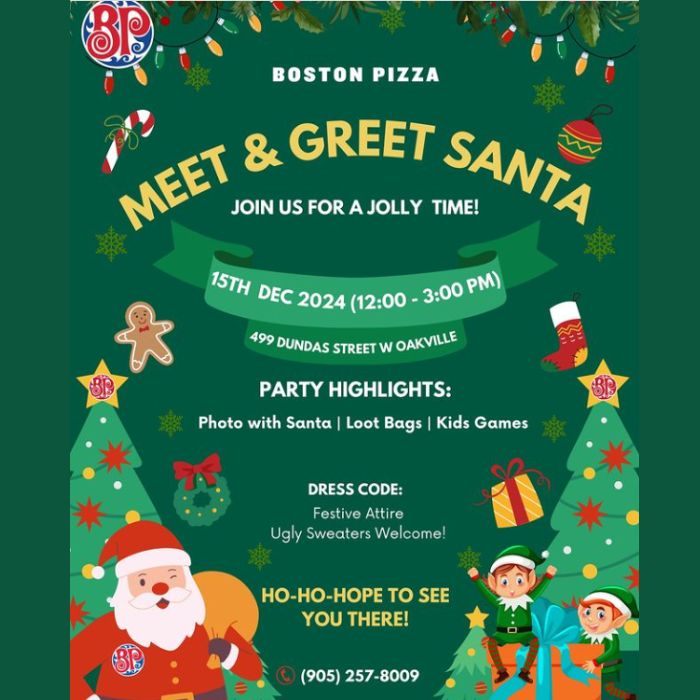 Meet & Greet with Santa at Boston Pizza