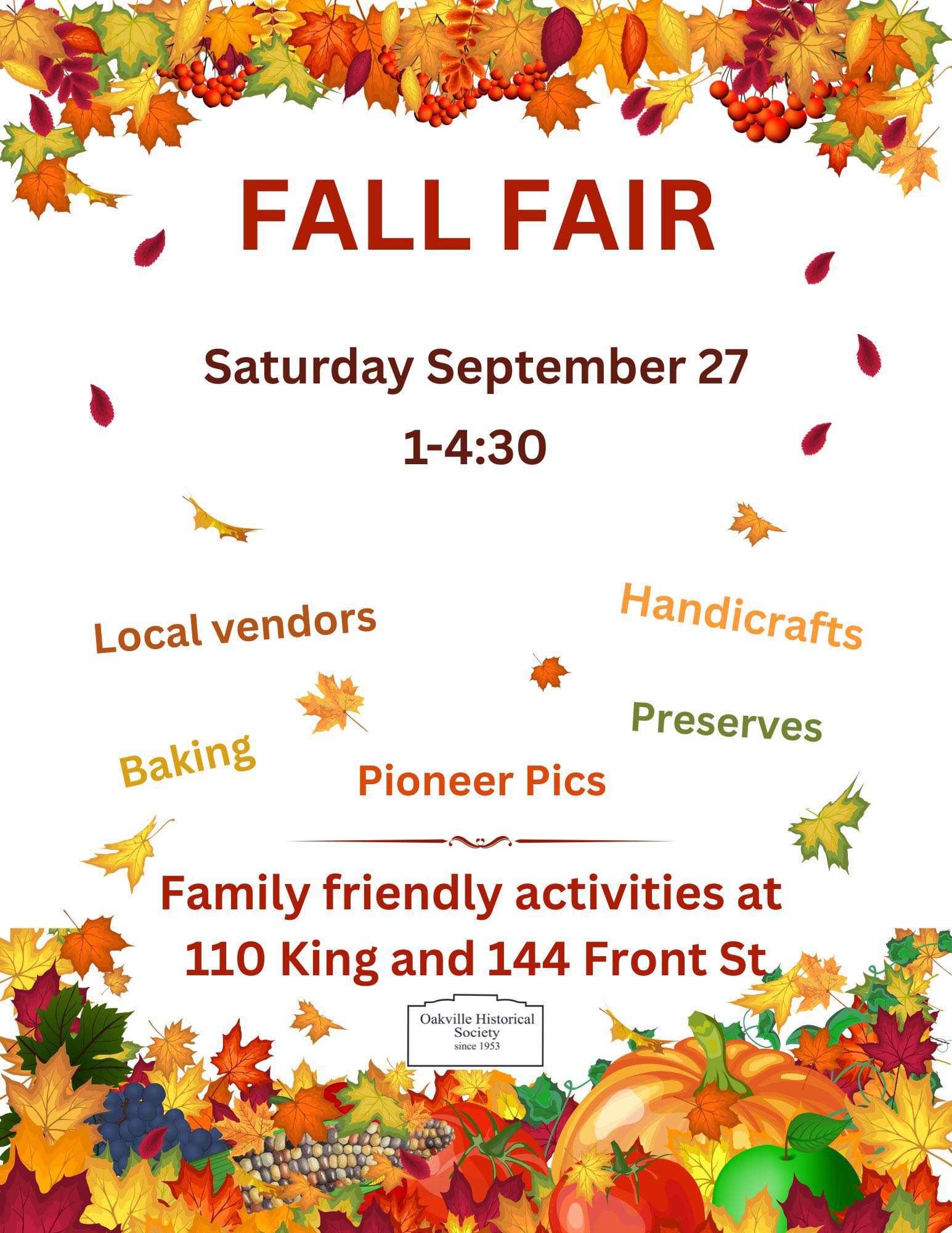 Oakville Historical Society Fall Fair 2025